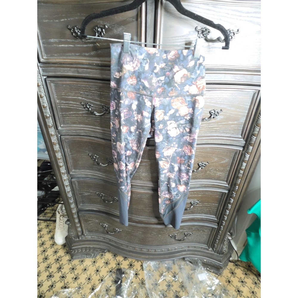 Lululemon Floral Mesh Panel High Rise Leggings Teal Pink Size 4